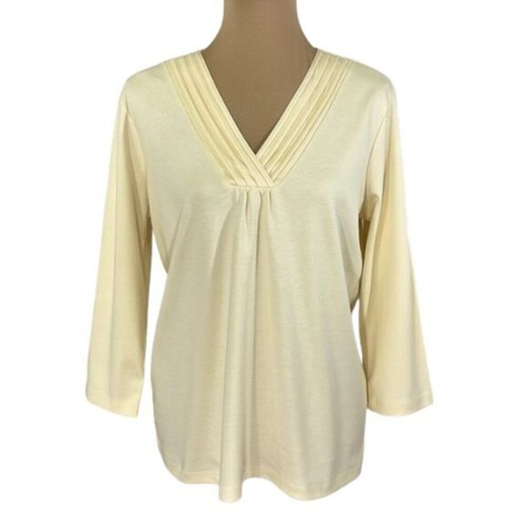 L.L. Bean Top Size Large Supima Cotton Yellow NWOT - Picture 1 of 11